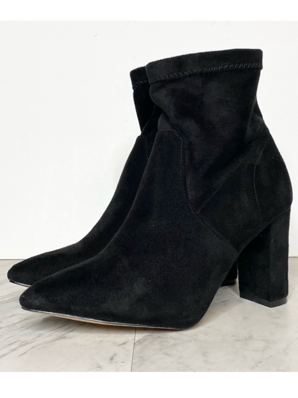 Catherine Malandrino Faux Suede Black Pointed Toe Bootie 9